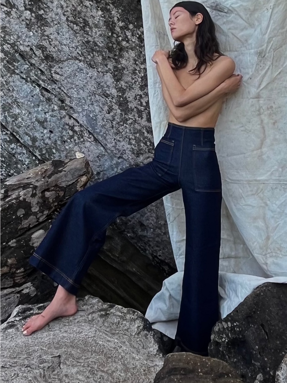 ARTCLUB x Outland Denim Rossini Jeans Rinse Indigo Wide Leg High Rise L